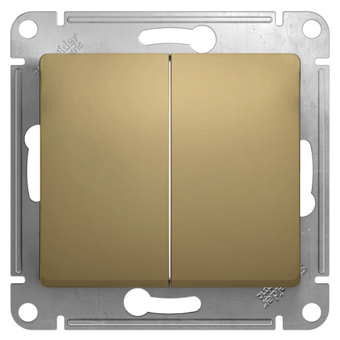 Выключатель 2-клавишный Glossa 10А IP20 (сх.5) 10AX механизм титан Systeme Electric GSL000451: фотография 1