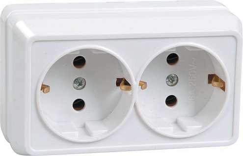 Розетка 2-м ОП Октава РС22-3-ОКм 16А IP20 с заземл. крем. IEK ERO21-K33-16-DC: фотография 1