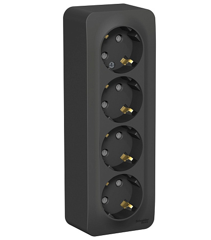 Розетка 4-м ОП Blanca 16А IP20 250В с заземл. защ. шторки с изолир. пластиной антрацит SchE BLNRA011416: фотография 1