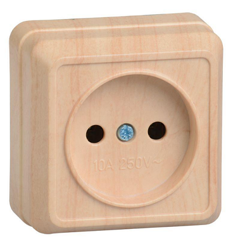 Розетка 1-м ОП Октава 10А IP20 без заземл. сосна IEK ERO10-K03-10-DC: фотография 1