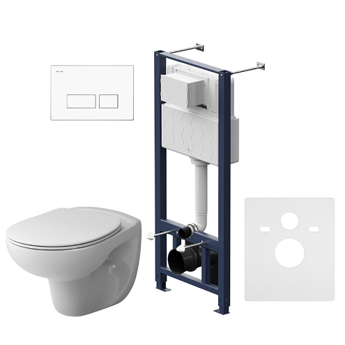 Комплект инсталляция AM.PM Sense IS47001.741700 с подвесным унитазом безободковым, с сиденьем микролифт и клавишей смыва белый: фотография 1