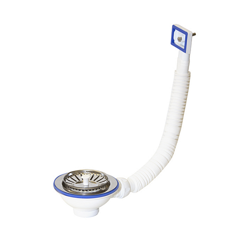 Перелив для мойки 3 1/2&quot; (112мм) нержавеющая сетка, прямоугольный Unicorn E155P: фотография 1