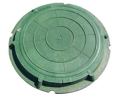 Люк канализационный полимерный 15 кН зеленый: фотография 1