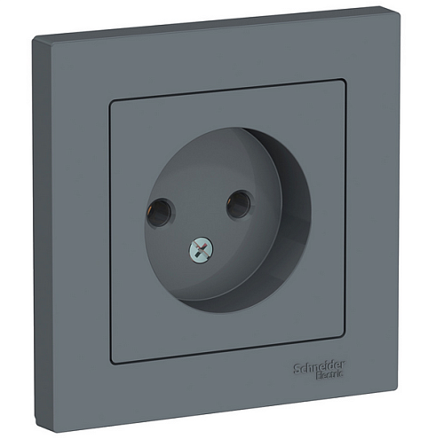 Розетка ATLAS DESIGN без заземл. 16А в сборе грифель SchE ATN000740: фотография 1