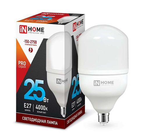 Лампа светодиодная LED-HP-PRO 25Вт 4000К нейтр. бел. E27 2250лм 230В IN HOME 4690612031057: фотография 1