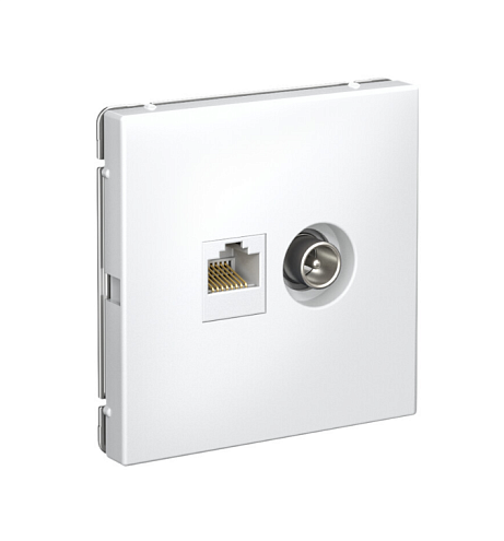 Розетка компьютерная + телевизионная двойная ArtGallery RJ45 + TV кат.5E белый Systeme Electric GAL000189: фотография 1