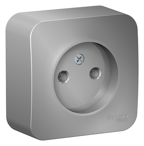 Розетка 1-м ОП Blanca 16А IP20 250В без заземл. без защ. шторок с изолир. пластиной алюм. SchE BLNRA000113: фотография 1