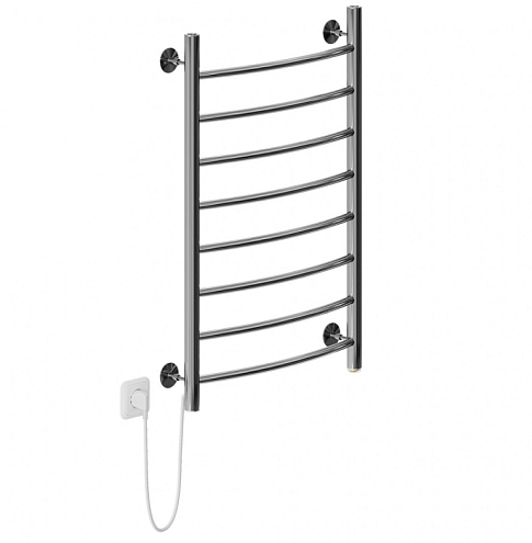 Полотенцесушитель Mixline Capella  80х50 кнопочный выключатель, 340 Вт, 8 перекладин, дуга, левый, электрический: фотография 1