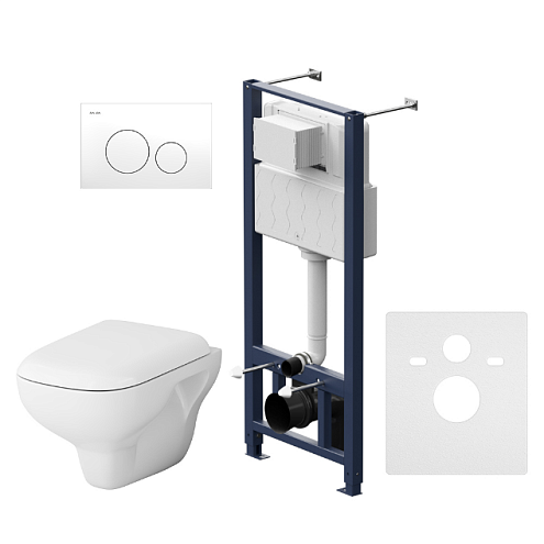 Комплект инсталляция AM.PM Like IS49001.801700 с подвесным унитазом FlashClean, с сиденьем микролифт и клавишей смыва белый: фотография 1