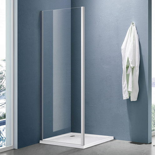 Боковая часть душевого ограждения SANTREK AQUA Lea- SP-900-C-Chrome 900х1850 стекло прозрачное 5мм, профиль хром: фотография 1