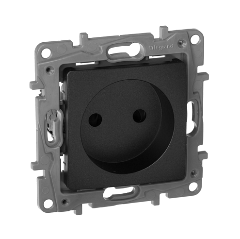 Механизм розетки 1-местная Etika 16А без заземления с защитными шторками антрацит Legrand 672634: фотография 1
