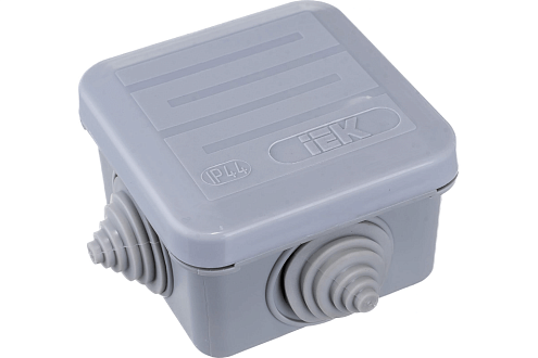 Коробка распаячная ОП 70х70х40 IP44 КМ41236 (4 гермоввода) IEK UKOZ11-070-070-040-K41-44: фотография 1