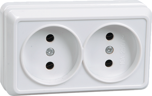Розетка 2-м ОП Октава 10А IP20 без заземл. бел. ИЭК ERO20-K01-10-DC: фотография 1