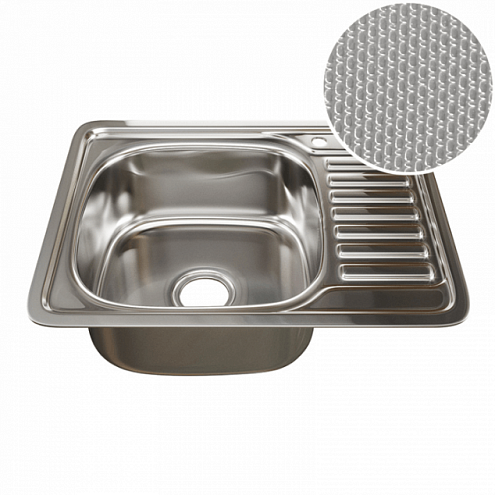 Мойка врезная 480х580 левый выпуск 3 1/2" MIXLINE 180 мм с сифоном ДЕКОР: фотография 1