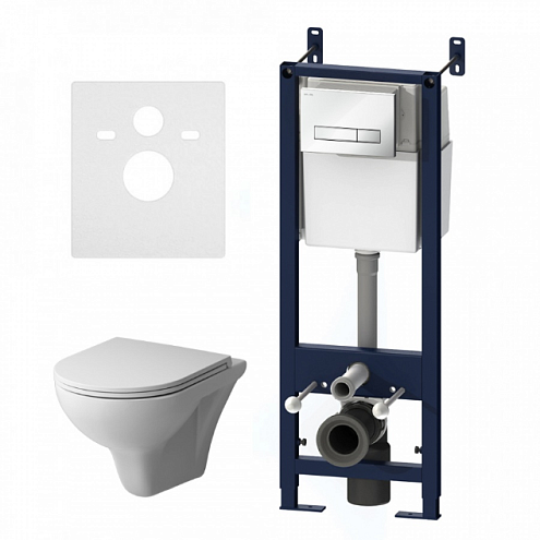 Комплект инсталляция AM.PM IS30201.901700 с подвесным унитазом Gem FlashClean, с сиденьем микролифт и клавишей смыва Start S белый глянец: фотография 1