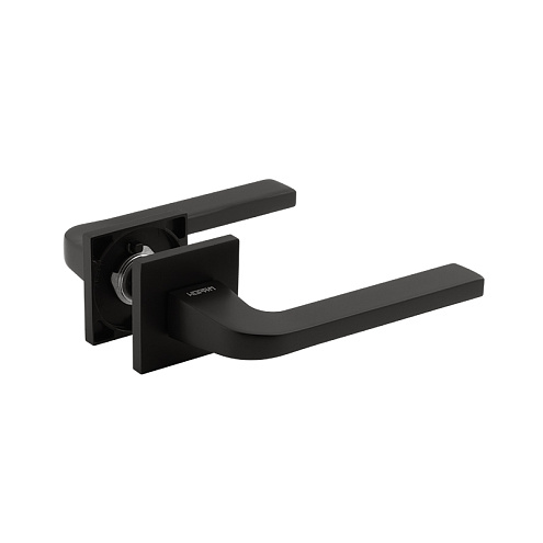 Ручка дверная НОРА-М Slim 141К черный на квадратной накладке: фотография 1