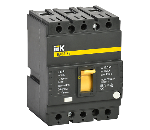 Выключатель автоматический 3п 63А 35кА ВА 88-33 KARAT IEK SVA20-3-0063: фотография 1
