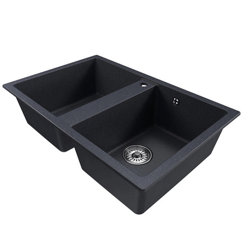 Мойка MIXLINE ML-GM23 двухчашевая антрацит (343) 770х500х190 мм : фотография 1