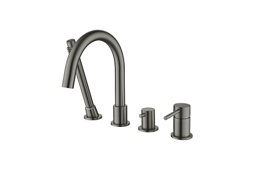 Смеситель на борт ванны на 4 отверстия Aquatek оружейная сталь AQ1348BGM Европа: фотография 1