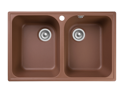 Мойка GRANFEST QUARZ (ECO) 15 РОНДО 2 чаши 740х480 мм терракот без сифона: фотография 1