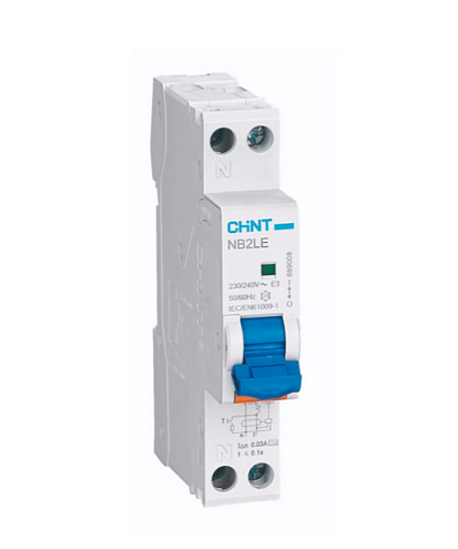 Выключатель автоматический дифференциального тока 1п+N C 10А 30мА 1мод. электрон. тип AC 6кА NB2LE (R) CHINT 689001: фотография 1