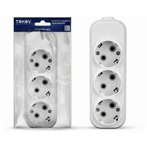 Колодка удлинителя 3-м 16А с заземл. АБС-пластик бел. TOKOV ELECTRIC TKE-C01-KU3-Z: фотография 1