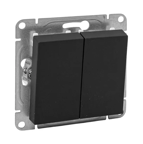 Выключатель 2-клавишный Эпика механизм черный EKF UP1-SWB-20: фотография 1