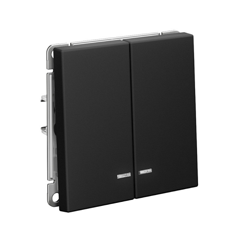 Выключатель 2-клавишный ArtGallery (сх.5а) 10AX с подсветкой механизм карбон Systeme Electric GAL001053: фотография 1