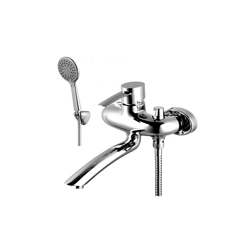 LM3214C &quot;Атлантисс&quot; Смеситель для ванны с поворотным  плоск. изливом, дивертор с кер. пласт, с акс.: фотография 1