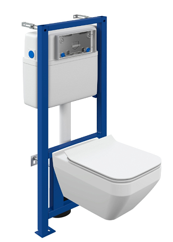 Комплект унитаза с инсталляцией Cersanit CREA SQUARE CO DPL EO SLIM с сиденьем микролифт: фотография 1