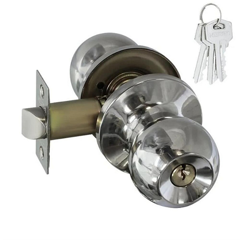 Ручка-защелка межкомнатная НОРА-М ЗШ-01 ISPARUS хром, ключ/фиксатор: фотография 1