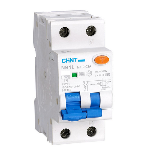 Выключатель автоматический дифференциального тока 1п+N C 25А 30мА тип AC 10кА NB1L (36мм) (R) CHINT 203109: фотография 1
