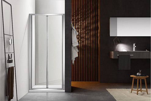 Душевое ограждение SANTREK AQUA Time -RD-800-C-Chrome 800х1950 прямое стекло прозрачное 5мм,  профиль хром: фотография 1