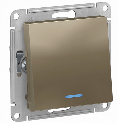Механизм переключателя 1-кл. ATLAS DESIGN с подсветкой (сх.6а) 10АХ шампань SchE ATN000563: фотография 1