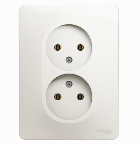Розетка 2-местная Glossa 16А IP20 250В без заземления в сборе перламутр Systeme Electric GSL000620: фотография 1
