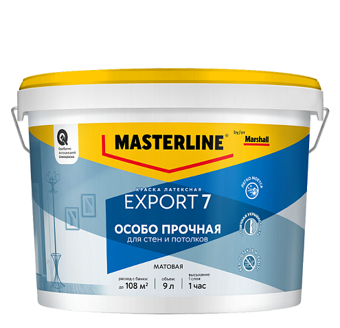 Краска Masterline by Marshall EX-7 Особо прочная матовая BW 9л : фотография 1