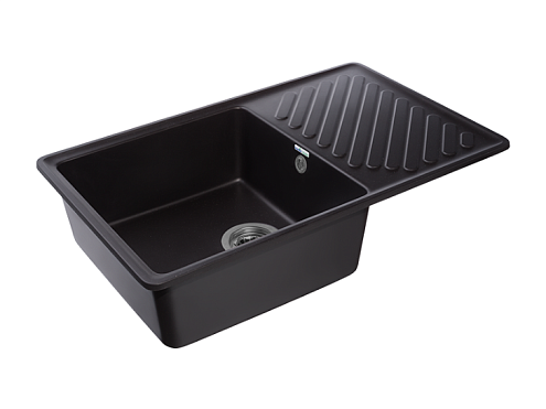 Мойка GRANFEST QUARZ 52 1 чаша+ крыло 760х480 черный без сифона: фотография 1