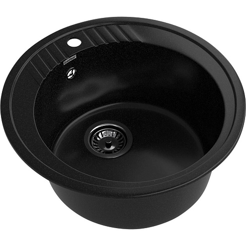 Мойка ЭКО-М РОНДО d520 мм М-52 черный без сифона: фотография 1