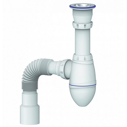 Сифон 1 1/2&quot;х40 с гофрой 40х40х50 с прикручивающимся выпуском Unicorn А220: фотография 1