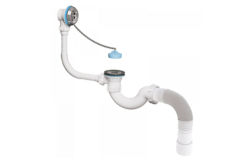 Сифон для ванны 1 1/2&quot;х40 с выпуском и переливом с гофро трубой 40х40/50 V155-АК Санденсант: фотография 1