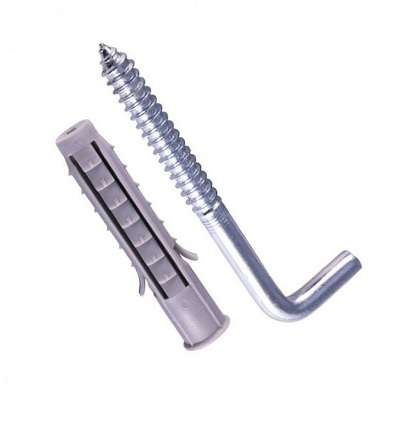 Крюк Г-образный с дюбелем 12мм: фотография 1