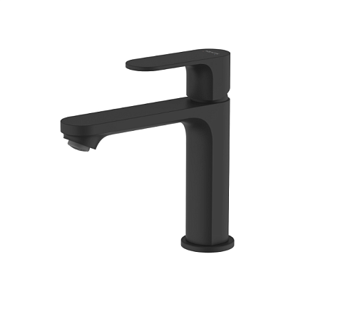 Смеситель для раковины 110 без донного клапана Aquatek Альфа AQ1910MB матовый черный: фотография 1