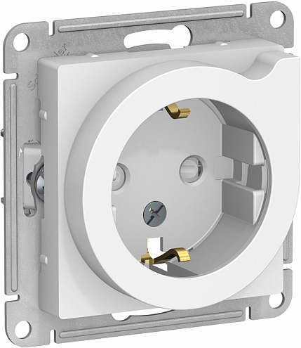 Механизм розетки 1-м СП ATLAS DESIGN с заземл. защ. шторки с выталк. 16А бел. SchE ATN000147: фотография 1