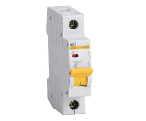 Выключатель автоматический модульный 1п C 4А 4.5кА ВА47-29 IEK MVA20-1-004-C: фотография 1
