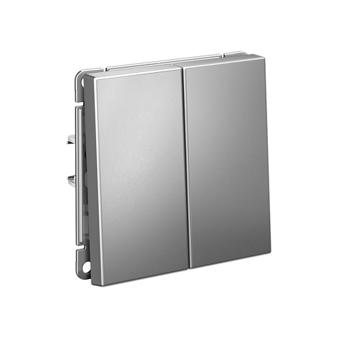 Выключатель 2-клавишный ArtGallery (сх.5) 10AX механизм сталь Systeme Electric GAL000951: фотография 1