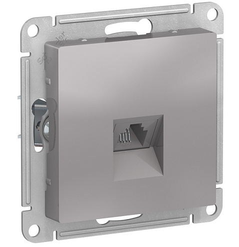 Механизм розетки телефонной 1-м СП ATLAS DESIGN RJ11 алюм. SchE ATN000381: фотография 1