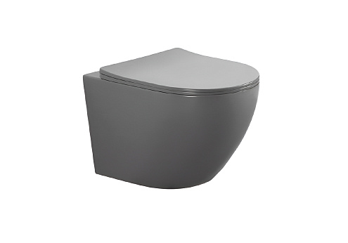 Унитаз подвесной безободковый Aquatek Европа AQ1901-MG 525х360х320, серый матовый, с сиденьем Soft Close: фотография 1