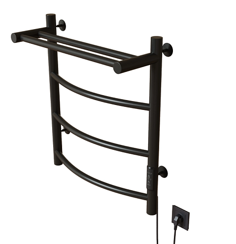 Полотенцесушитель Mixline Capella 60х50 таймер, 251 Вт, 3 перекладины + полка, электрический черный: фотография 1