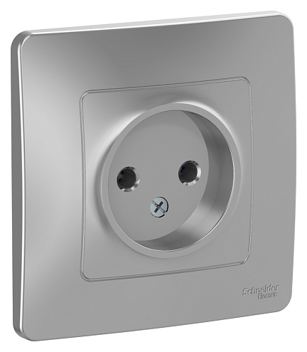 Розетка 1-м СП Blanca 16А IP20 250В без заземл. без защ. шторок алюм. SchE BLNRS000013: фотография 1