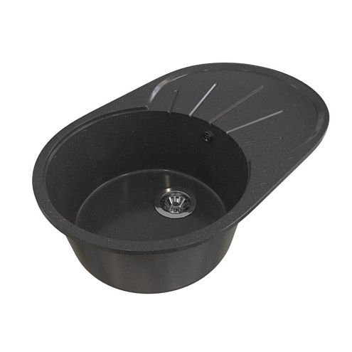 Мойка ML-GMS05 СТАНДАРТ овальная с крылом, черный (308), 455х735х170 мм: фотография 1